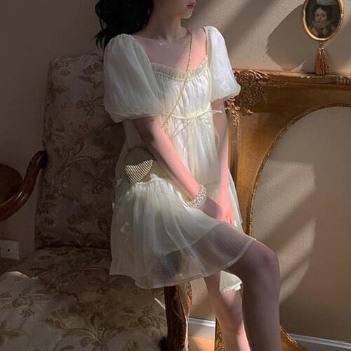 French Vintage Fairy Dress Women Summer Elegant Ruffles Designer Mini Dresses for Women 2021 Korean Party Sweet Princess Dresses