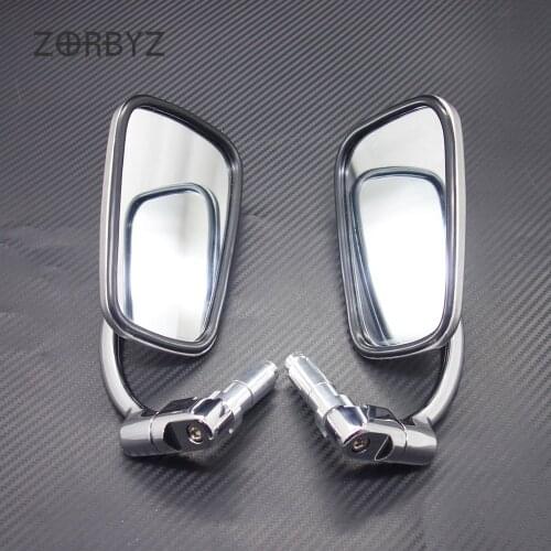 ZORBYZ Motorcycle 22mm Silver Mirrors Handle Bar End Side Rearview Mirror For Suzuki Honda Yamaha Kawasaki