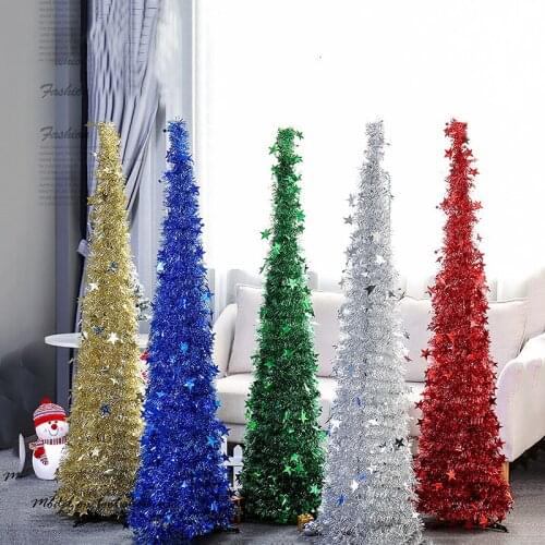 1.2M Artificial Christmas Tree Retractable Folding Color Christmas Tree Xma Ornaments For Christmas Won't Shine Party Decoration