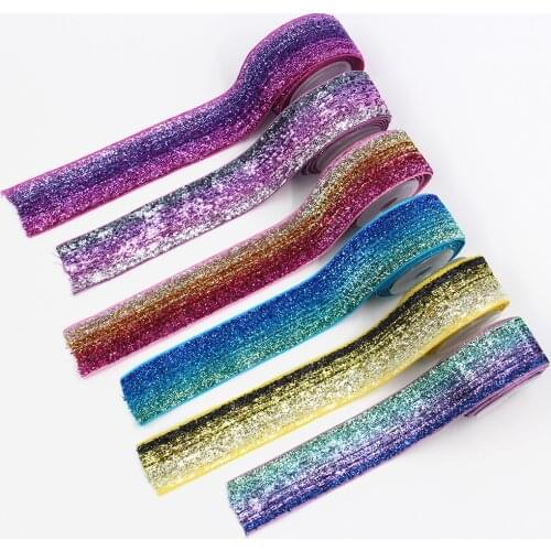 1‘’ 5yards Polyester Glitter Ribbon Sparkle Metallic Cheer Velvet Ribbon ribbons for crafts Wedding birthday party decoration