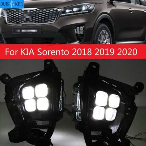 2Pcs DRL LED Daytime Running Light Front Bumper LED Fog Light Lamp For KIA Sorento 2018 2019 2020 Fog Light Assembly Day Light