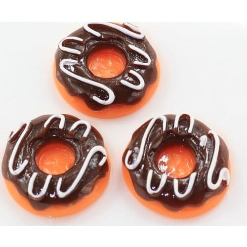 20/50pcs Sweet Candy 24mm Resin Flatback Chocolate Doughnut Cabochon Miniature Food Art Supply Decoration Charm DIY Craft