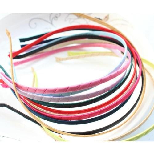 80pcs 4mm-5mm metal ribbon covered headband mix color plain fabric Hair Accessories Wholesale Lots