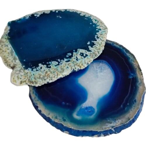 BLUE Agate Slice Geode Polished Crystal Quart 1pc 7-8cm
