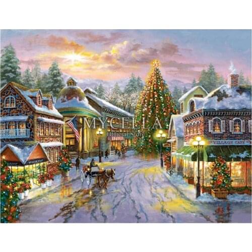 Christmas Eve 5D Diamond Embroidery DIY Diamond Painting Cross Stitch Scenery Needlework Mosaic Full Home Decor Wall Stickers