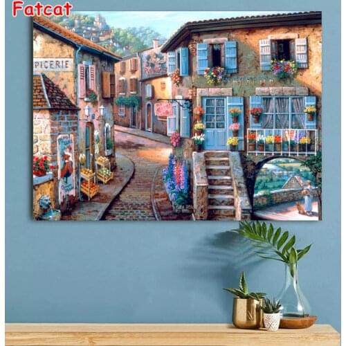 5D DIY Diamond Painting Europe Town Street Scenery Diamond Mosaic Sale 5D Paint With Diamonds Embroidery Home Decoration PP729