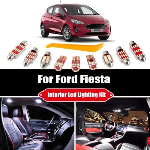 For Ford Fiesta MK6 MK7 2002-2016 Canbus Vehicle LED Interior Map Dome Trunk Light License Plate Lamp Kit Car Accessories