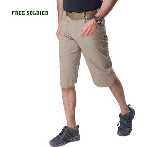 FREE SOLDIER outdoor sports climbing tactical military mens cropped trousers quick-drying in summer lightweight and breathable