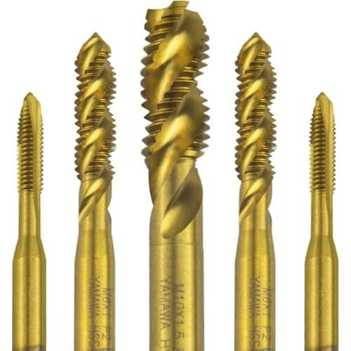 Hss Machine Spiral straight groove Titanium plating Screw Taps M2X0.4 M3X0.5 M4X0.7 M6X1 M12X1.75 HSS Machine Hand Screw Thread