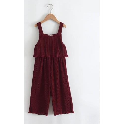 Girls Kids Summer Jumpsuits New Fashion Baby Sleeveless Outfits Children Casual Clothes Pleated Girl Bodysuits Clothing for 3-7Y