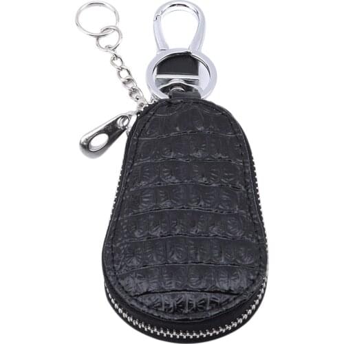 Unisex Genuine Leather Car Key Wallet Men and Women Fashion Keychain Zipper Keys Pouch Key Ring Car Key Storage Case 5 Colors
