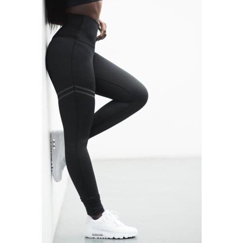 High Waist Double Ring Flat Offset Yoga Pants Tight-Fitting Sports Ladies Leggings