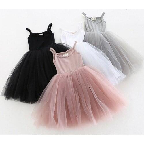 Girls Summer Vest Dresses Kids Sleeveless Tulle Candy Color Tutu Sundress 3 4 5 6 7 8 Years Children Holiday Party Beach Clothes