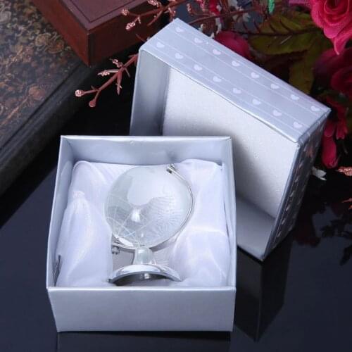 YYSD Mini Round Earth Globe World Map Crystal Glass Clear Stand Desk Decoration Gifts