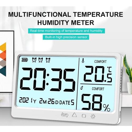 Multifunctional Temperature&Humidity Meter with Backlight Thermo-Hygrometer Digital Thermometer Indoor Hygrometer