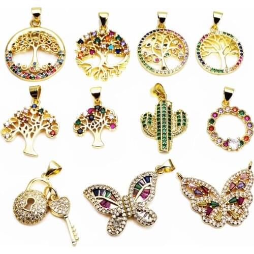 Fashion microscope Zircon Pendant magic tree cactus Pendant butterfly Pendant DIY jewelry accessories gift for friends