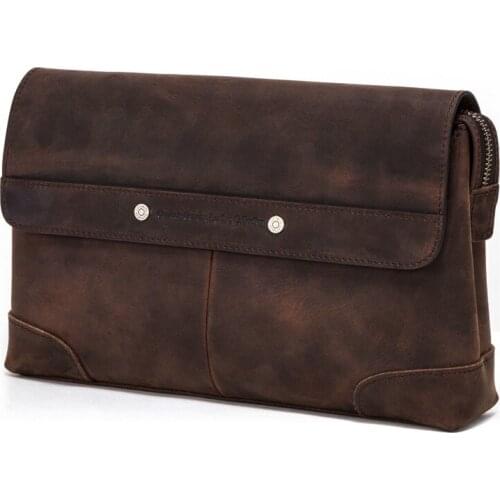 Retro Crazy Horse Cowhide Mens Clutch Multifunctional Leather Clutch