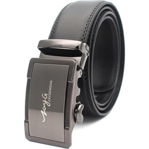 ZAYG Famous Brand Men Belt Automatic Buckle Belts for Mens Black Genuine Leather Belts Male Designer Classic business Belt men