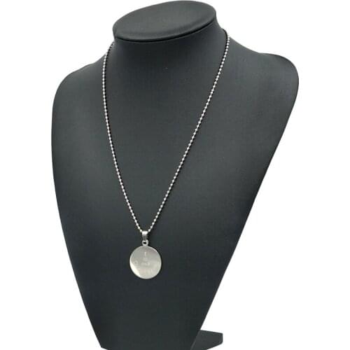 No tarnish jewelry necklace stainless steel no fade jewelry round plate pendant necklace