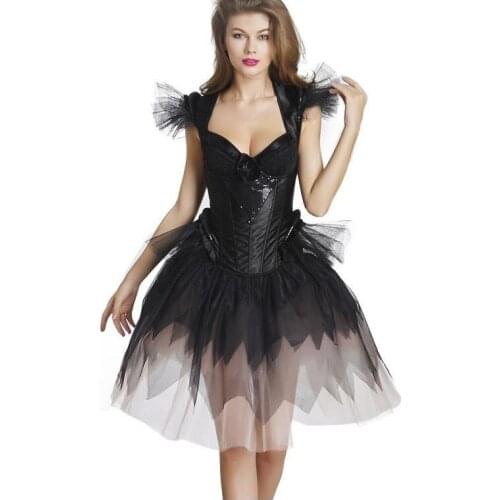 2016 S-XXL New Hot Dress Fairy Elegant Lace Sexy Black Slimming Corset Vintage Plus Size Shaper Sexy Lingerie With Bow W46245