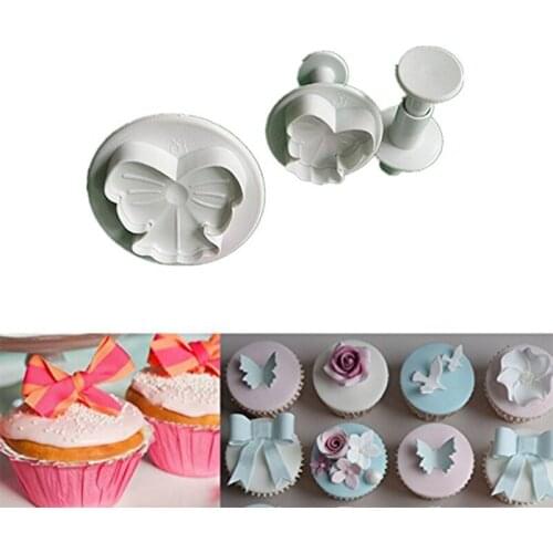 New 3pcs/Set Fondant Decorating mould cute Bowtie Sugar Craft Mold DIY Biscuit Cookie Cake Decorating Confectionery Tool