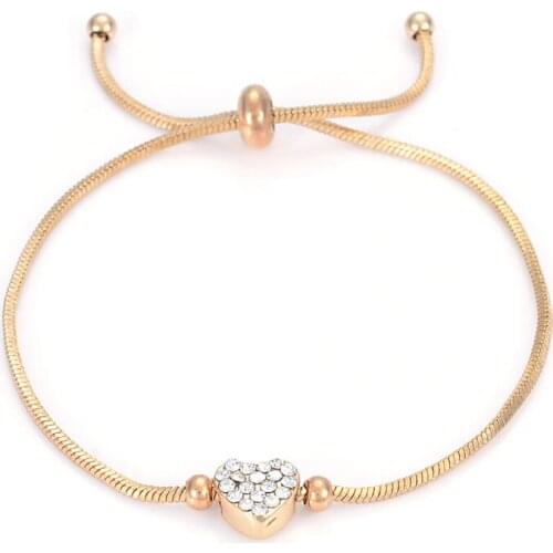 Miasol New Fashion Adjustable Crystal Heart Charm Bracelets For Women Pulseras Mujer Wedding Femme Party Jewelry Friend Gift