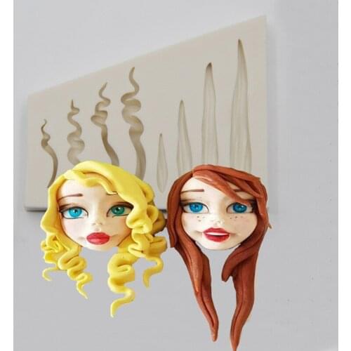 New Hair Fondant Cake Silicone Chocolate Pastry Mould Biscuits Ice Cube Candy Molds Baking Cake Decoration Tools Clay Soap