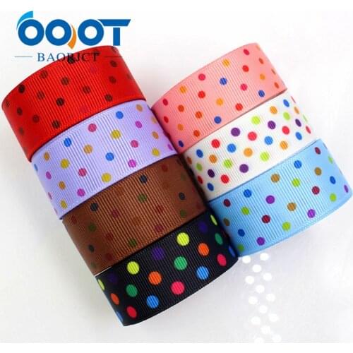 OOOT BAORJCT G-18513-195 22 mm 10 yard Dots Ribbons Thermal transfer Printed grosgrain Wedding Accessories DIY handmade material
