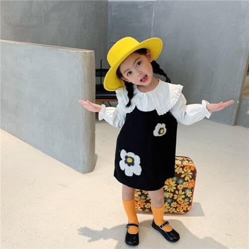 Girl Dress Kids Baby Gown 2021 Retro Spring Autumn Toddler School Uniform Dresses Christmas Cotton Children Clothing