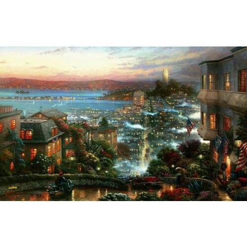 Seaside Village Town Photography Backgrounds Vinyl cloth High quality Computer printed party backdrops