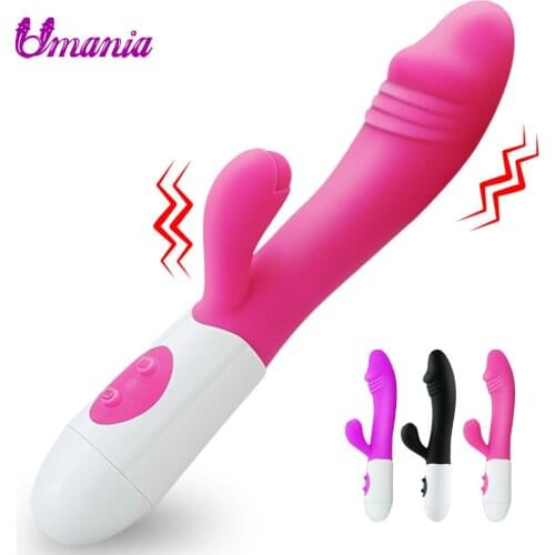 G Spot Dildo Rabbit Vibrator for Women Powerful Dual Silicone Female Vagina Clitoris Stimulator Massager Sex Toy for Women Adult