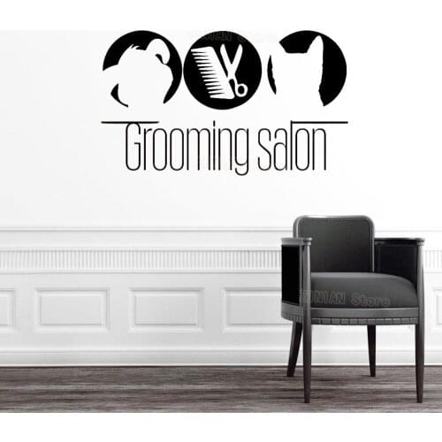 Dog Cat Grooming Salon Vinyl Decal Stickers Pet Shop Wall Window Decoration Modern Creative Decoration Mural Art Decals Z186