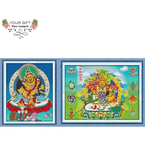Joy Sunday Yellow Fortune God Home Decoration R411(1) R412(2) 14CT 11CT Counted and Stamped Yellow Jambhala Chinese Cross Stitch