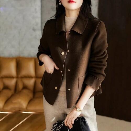 High Quality Women Woolen Jacket Vintage Casual Spring Autumn All-Match Oversized Outerwear Elegant Short Office Ladies Coat Top