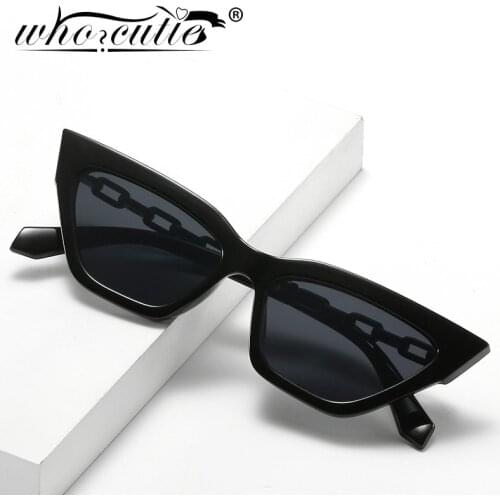WHO CUTIE Fashion Cat Eye Sunglasses Women Designer Brand Pink Frame Sun Glasses Chic Cateye Shades Eyewear Female Oculos UV400