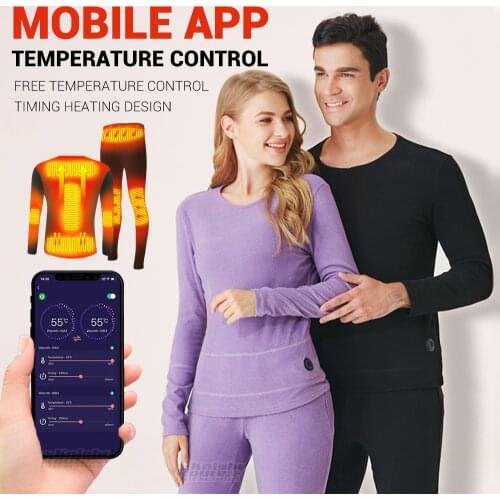 Winter Heating Underwear USB Battery Powered Thermal Suit Smart Phone App Control Temperature Ski Motorcycle Jacket Men Women