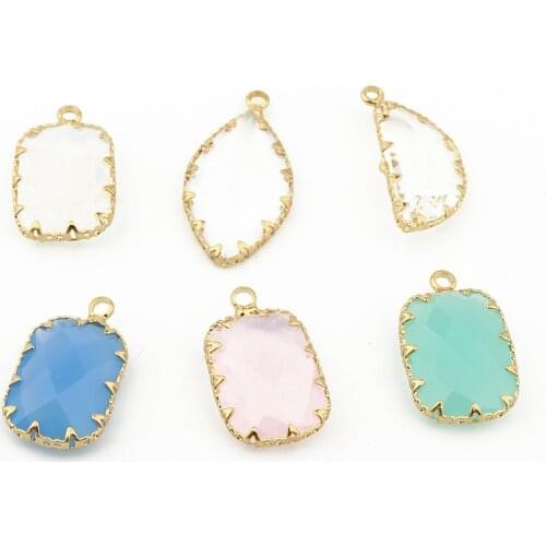 1Pc Transparent Crystal Necklace Pendant Charms Clear Glass Earrings Base Findings DIY Handmade Small Earring Jewelry Accesories