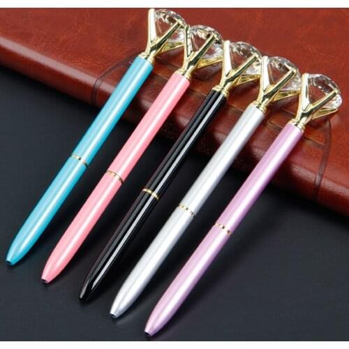 10Pcs Kawaii Crystal Ballpoint Pen Fashion Girl Large Diamond Metal Creative Pen School Stationery Supplies