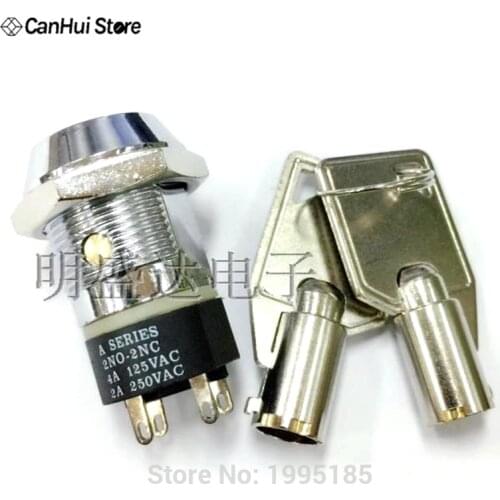 19MM Electronic Lock Power Lock Key Switch S1902 Electronic Lock Elevator Base Station Lock 4PIN 2 Files Bilateral Pull Out 4A2A