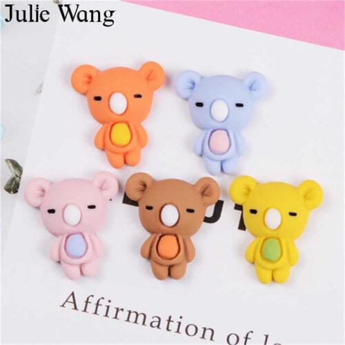 Julie Wang 20PCS Resin Cartoon Koala Charms Animal Random Mixed Colors Flat Back Pendants Jewelry Making Accessory Decor