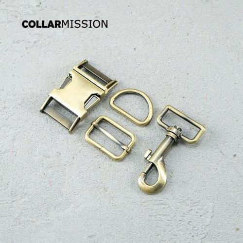 20pcs/lot (metal buckle+adjust buckle+D ring+metal dog clasp/set) manufacturer metal buckle diy 30mm dog collar parts 8 colours