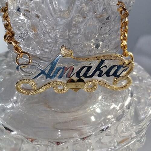 3D Personalized HipHop Name Necklaces Custom Frosted Nameplate Pendent Necklace Double Name Choker For Women Gift