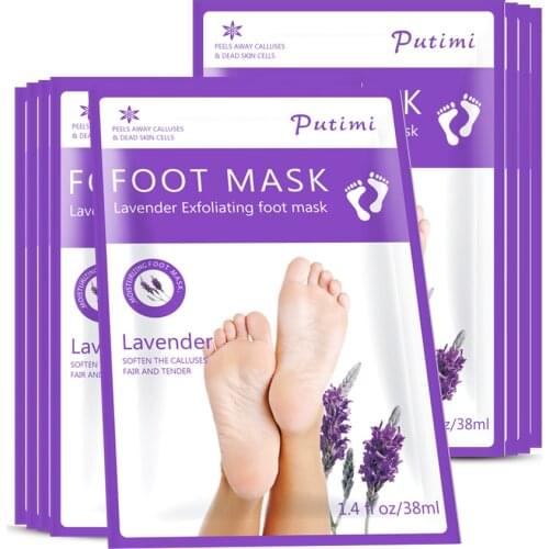 4pcs=2pairs Lavender Foot Mask Callus Remover Dead Skin Pedicure Cream Essence Moisturizing Exfoliating Feet Mask for Legs Socks