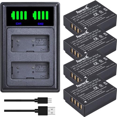 4Pcs NP-W126 NP-W126S W126 Batteries + LED Dual USB Charger for Fujifilm X-T20 X100F X-H1 XH1 X-A5 XA5 X-A20 XA20 X-E3 X-T3