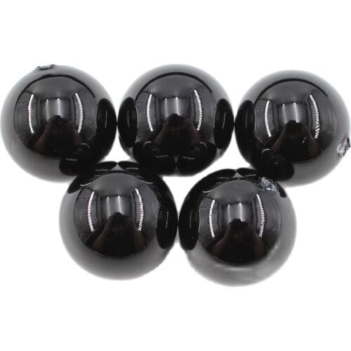 APDGG 14MM 5 Pcs Natural Black Sea Shell Pearl Half Hole Round Beads For Pendant Earrings DIY Jewelry Findings