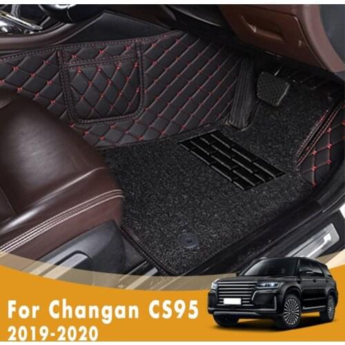 RHD Car Floor Mats For Changan CS95 2020 2019 Double Layer Wire Loop Car Accessories Interiors Car Styling Leather Carpet Covers