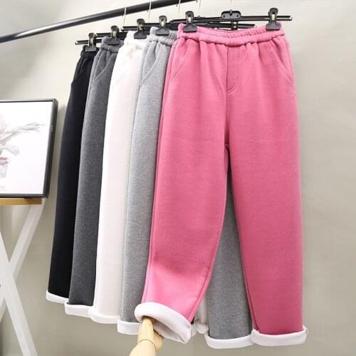 Autumn Harem Pant Women Plus Size Streetwear Fleece Trousers Solid Thick Warm Winter Female Long Pants Running Pantalones Mujer