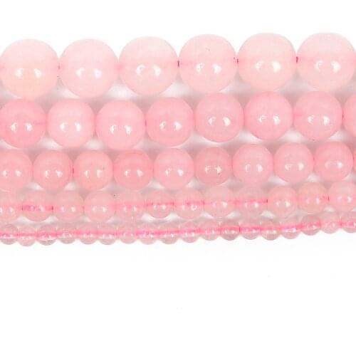 Natural Stone Beads Pink Rose Quartz Charm Round Loose Beads For Jewelry Making Bracelet Diy Accessories Needlework 4-12MM