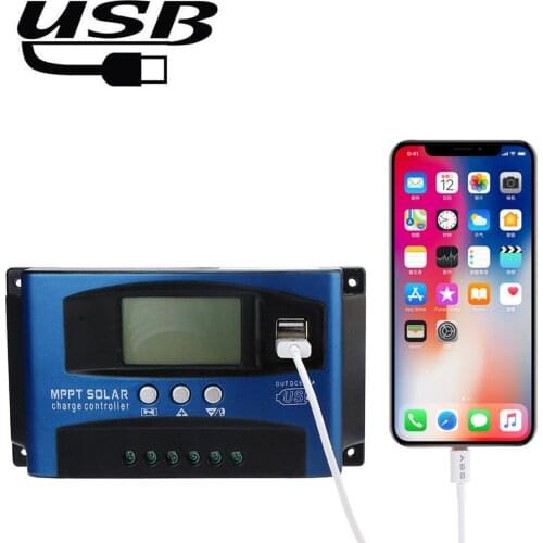 Fast Delivery 100A 12V 24V Auto MPPT 60A Solar Charge Controller Dual USB LCD Display Build-In Short-Circuit Protection