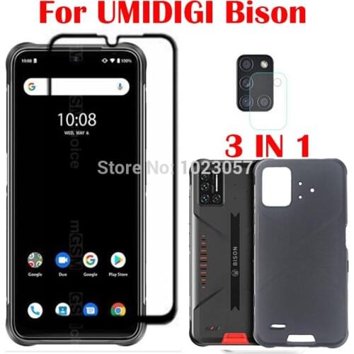 For UMIDIGI BISON 3-in-1/Silicone Case For UMIDIGI BISON IP68/IP69K 6.3 Tempered Glass Camera Screen Protector